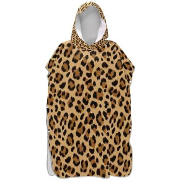 Imagem de Joisal Clássico poncho de surf marrom com manchas de leopardo trocador para adultos plus size masculino poncho com capuz toalha floral