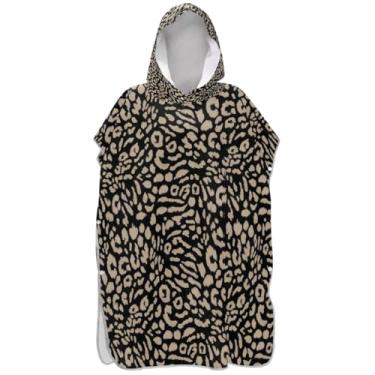 Imagem de Joisal Roupão preto com estampa de leopardo para adultos, poncho de surfe, praia, banho com capuz, toalhas vestíveis, masculinas, mulheres, poncho com capuz