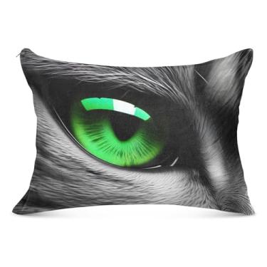 Imagem de Capas de travesseiro de flanela grandes com desenho de gato cinza gato gatinho decorativo longo padrão queen king size travesseiro bonito presente decoração de cama, tamanho do corpo, 53 cm x 137 cm