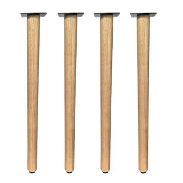 Imagem de QLLY Pernas de mesa redonda de madeira maciça de 71 cm, perna de mesa de madeira, pernas de móveis DIY resistentes para mesa de jantar, mesa de escritório, conjunto de 4, fácil montagem (natural, 71