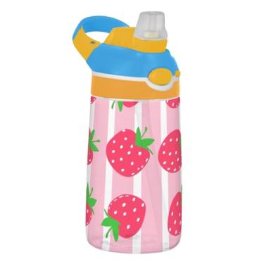Imagem de Garrafa de água infantil de 473 ml, à prova de vazamento, 473 ml, garrafa de água de plástico Tritan com canudo, copos de viagem reutilizáveis portáteis para crianças, alça de transporte, lindos