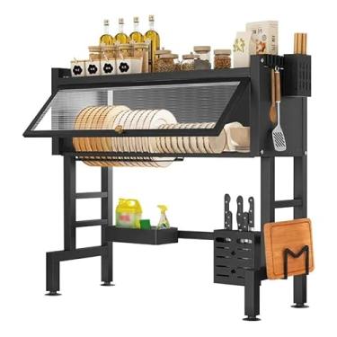 Imagem de 95cm Cozinha Suspensa Escorredor De Pratos Aço Louça Preto