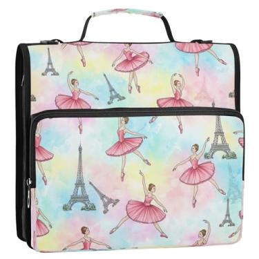 Imagem de Bolsa de fichário rosa para meninas em aquarela com alça de ombro, organizador de fichário com zíper com alça, pasta grande para portfólio comporta 500 folhas para escola ou escritório
