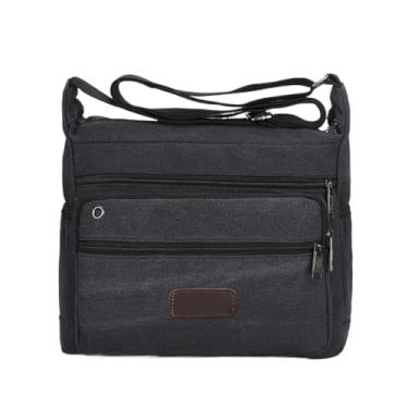 Imagem de Bolsa masculina de lona Business Postman - Mochila casual de grande capacidade e bolsa de ombro transversal para uso diário, Grandepreta, One Size