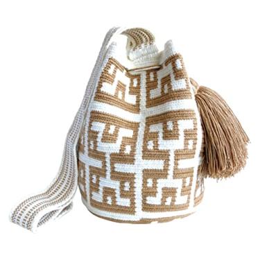 Imagem de Mochila feminina Wayuu grande original bolsa tejida colombiana autêntica padrão de crochê presente da Colômbia
