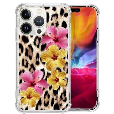 Imagem de Capa para iPhone 15 Pro Max, lírios cor-de-rosa, flores de hibisco, capas transparentes com estampa de leopardo, capa fofa para meninas, mulheres, homens, fina, macia, à prova de choque