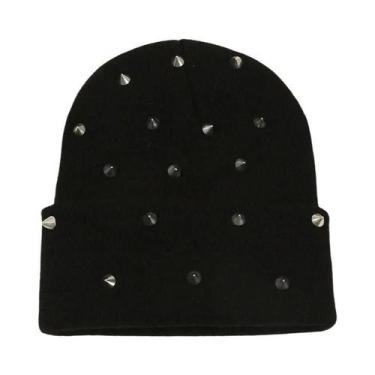 Imagem de Gorro Punk Masculino Com Rebites, Touca Gótica De Caveira, Acessório D