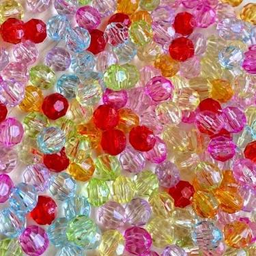 Imagem de Miçanga Acrílica Sextavada 6mm Colorida para Bijuteria e Artesanato – 200 Unidades (200 UNIDADES,MIX - MIX 3)