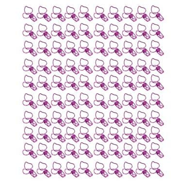 Imagem de Ainoli 100 pçs clipes de pasta bonito dos desenhos animados forma pêssego metal clipes de cauda longa clipes de pasta de conta de escritório grampos de papel (Roxa)