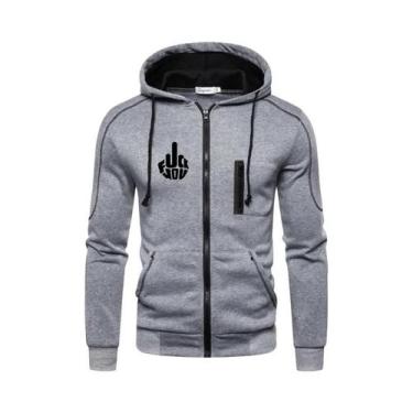 Imagem de Moletom Masculino Slim Fit Com Capuz E Zíper, Cardigan Casual, Suéter 