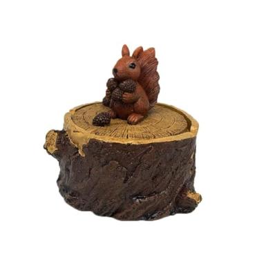 Imagem de Cinzeiro de resina, cinzeiro de mesa criativo com tampa, cinzeiro de resina em forma de animais da floresta, acessórios usados (esquilo)