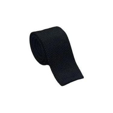 Imagem de Gravata Masculina Slim De Malha Lisa Em Cores Sólidas, Preta E Vermelh