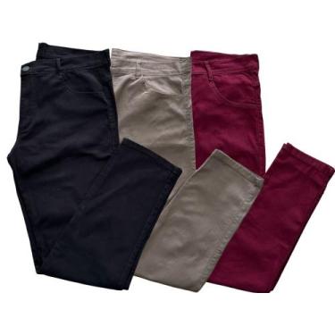 Imagem de Kit 3 calças masculina jeans basica slim com elastano envio rapido - E
