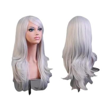 Imagem de Peruca Sintética Longa Ondulada Rosa Roxa De 70cm Para Mulheres Fantas