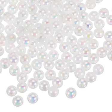 Imagem de Generic Contas redondas de acrílico de 8 mm, 100 peças de contas transparentes redondas de cores AB com orifício para brinco, pulseira, colar, chaveiros, branco