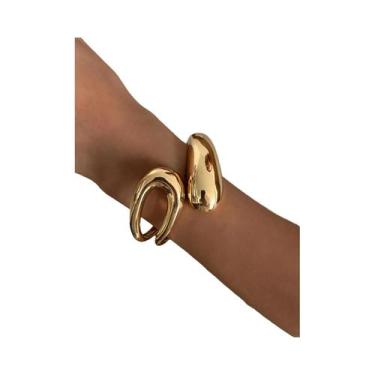 Imagem de Pulseiras De Metal Liso Em Forma De Gota d'Água Para Mulheres, Estilo 