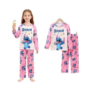 Imagem de Pijamas De Manga Longa Lilo & Stitch Para Meninas, Confortáveis E Maci