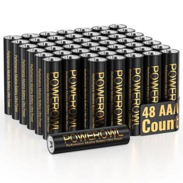 Imagem de Pilhas AAA alcalinas POWEROWL de alta capacidade, pacote com 48 unidad