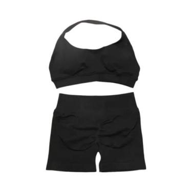 Imagem de Conjunto De Top E Shorts Sem Costura De Cintura Alta Para Academia, Ro