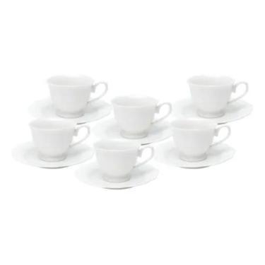 Imagem de Conjunto 06 Xicaras Café Porcelana C/Pires Maldivas Branco 80ml 18046 