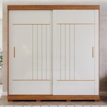 Imagem de Guarda Roupa Casal com Pes 2 Portas de Correr 100 MDF Ayla Panan