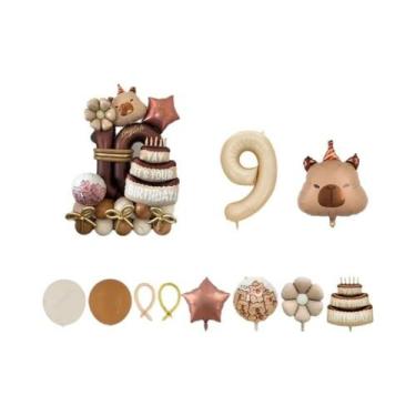 Imagem de Balão De Alumínio De Aniversário Com Tema De Capivara, 44 Peças, Prese