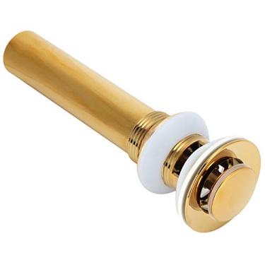 Imagem de AYNEFY Dreno de Pia de Banheiro Dourado, Rolha de Drenagem Pop-up de Aço Inoxidável de Latão Com Junta de Silicone para Cozinha, Banheiro, Lavatório Sem Transbordamento (Salto pequeno com buracos)