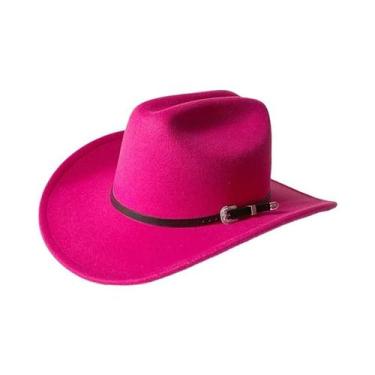 Imagem de Chapéu De Couro Vintage Estilo Western Com Aba Larga Cloche Sombrero P