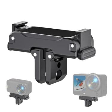Imagem de YETAMKR Adaptador magnético de liberação rápida compatível com DJI Osmo Nano/Osmo Action 6, suporte de expansão com orifício de parafuso de 1/4 / conector dobrável/fivela de liberação rápida