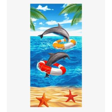 Imagem de Toalha De Praia Estampada Toque Aveludado Rozac Azul, UN, Azul