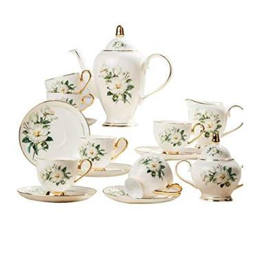 Imagem de Conjunto de 15 peças de xícara de café europeu, conjunto de xícaras de chá de porcelana de cerâmica para presente de chá