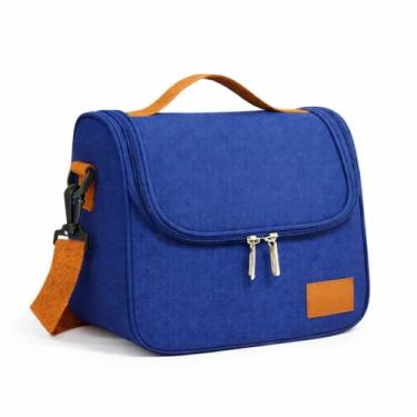 Imagem de Bolsa Térmica Lancheira para Marmita com Alça Ajustável – Compacta, Impermeável e Resistente – Mantém Alimentos Quentes ou Frios – Ideal para Trabalho, Escola, Academia e Viagens (AZUL)