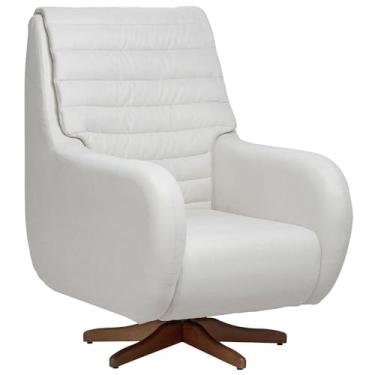 Imagem de Poltrona de Amamentação Com Balanço Giratória Sky D02 Linho Branco C-419 - Lyam Decor