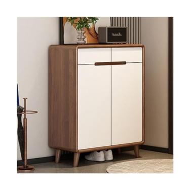 Imagem de Organizador de sapatos Armário de armazenamento de sapatos com porta e gaveta, armário de sapatos de entrada resistente com moldura de madeira maciça, organizador de sapatos independente sapateira