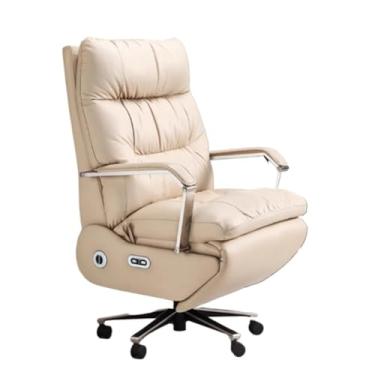 Imagem de Cadeira executiva clássica de massagem elétrica ergonômica de couro reclinável para sentar por muito tempo