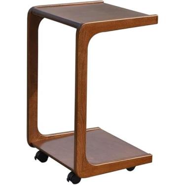 Imagem de Mesa de cabeceira moderna de madeira maciça para sofá de madeira maciça, mesa de cabeceira, móveis de sala de estar, mesa de cabeceira para quarto