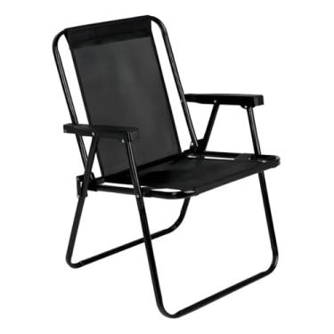 Imagem de Cadeira de praia dobrável com encosto alto (Preto)