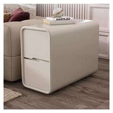 Imagem de Mesa de canto moderna armário de mesa lateral para sofá, mesa lateral estreita com gavetas para espaços pequenos, mesa de centro para sala de estar, quarto e casa simples (bege)