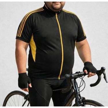 Imagem de Camisa de Ciclismo Masculina Plus Size Dry Premium UV30+ Zíper Total com Bolsos Traseiros-Masculino