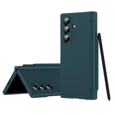 Imagem de LYJSMGZ Capa à prova de choque para Samsung Galaxy Z Fold 7, capa de proteção de dobradiça com orifício de lente de precisão integrada com membrana concha equipada com caneta Stylus, verde, Z Fold 7
