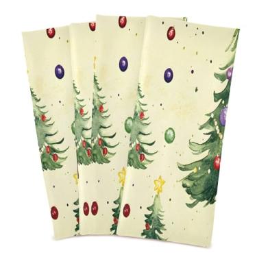 Imagem de xigua Conjunto de 4 panos de prato de cozinha com padrão de árvore de Natal, toalhas de cozinha macias e altamente absorventes de secagem rápida para limpeza de pratos e limpeza manual, 71 x 45 cm