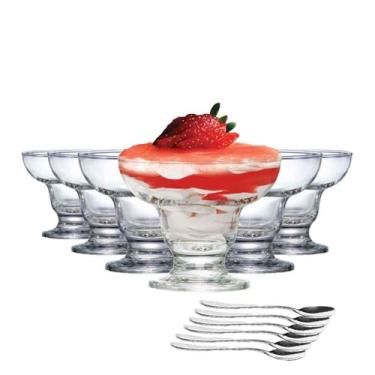 Imagem de Ruvolo, Jogo de Taça New Cancun, Kit para Sobremesa com 6 Taças e 6 Colheres, 300ml