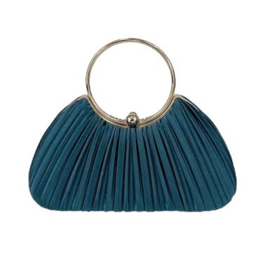 Imagem de Bolsa clutch plissada à noite para mulheres - Bolsa elegante com alça anel, bolsa de festa formal para gala de formatura de casamento (verde), Verde