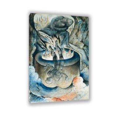 Imagem de The Simoniac Pope William Blake arte de parede em tela famosa reprodução de pintura a óleo decoração de casa William Blake pôster elegante decoração de parede para sala de estar moldura 60 x 40 cm (24