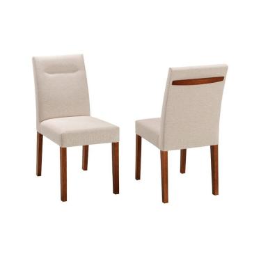 Imagem de Cadeira Cores Neutras Revestida Com Tecido Lindo Para Sala De Jantar Ou Cozinha