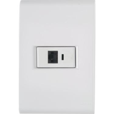 Imagem de Conj 4x2 1 Tomada Telefone Rj11 Tramontina Liz Branco