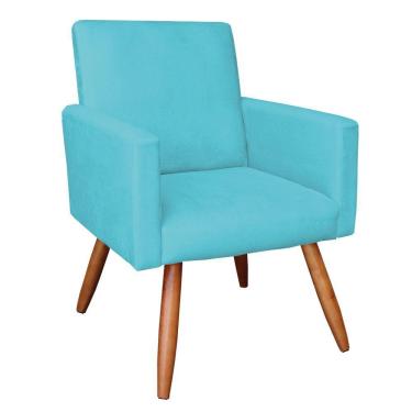 Imagem de Poltrona Nina Suede Pés Palito Castanho - Pallazio Cor Azul Turquesa
