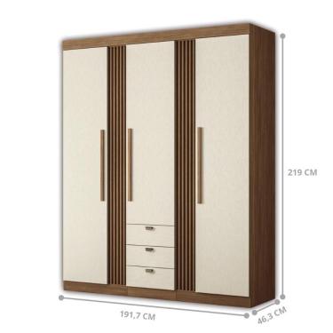 Imagem de Kit Guarda Roupa E Multi Uso Veronica Jatoba Areia