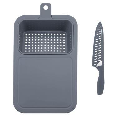 Imagem de Tábua de Corte Dynasty Easy com Faca 42,7x27,7cm Cinza 