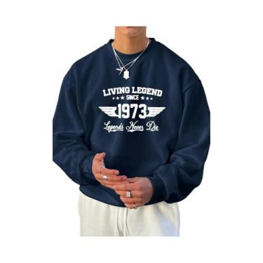 Imagem de Camiseta De Manga Longa Com Estampa Gráfica Retro 1973 Para Homens, Mo